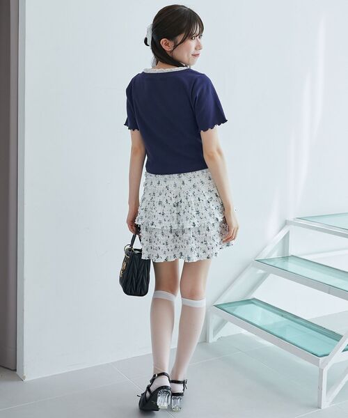 MAJESTIC LEGON（マジェスティックレゴン）の「フロントリボンレイヤード風トップス（Tシャツ/カットソー・レディース・ホワイト系その他2/ネイビー/レッド・MEDIUM）」の22枚目の写真