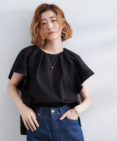 grove(グローブ)の「【サスティナブル原料】涼し気フレアスリーブブラウス(シャツ/ブラウス・レディース・ブラック/オフホワイト/ライトグリーン・01/02/03/04/05)」の2枚目の写真
