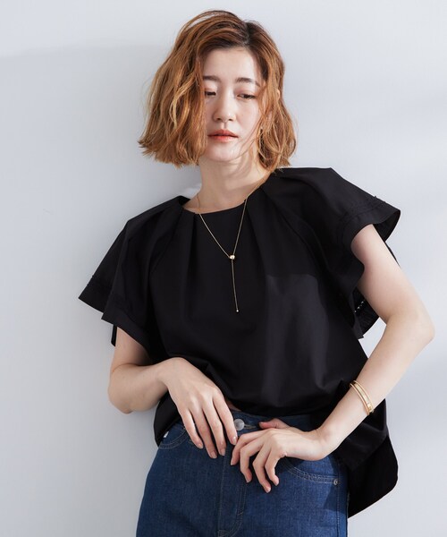 grove(グローブ)の「【サスティナブル原料】涼し気フレアスリーブブラウス(シャツ/ブラウス・レディース・ブラック/オフホワイト/ライトグリーン・01/02/03/04/05)」の8枚目の写真