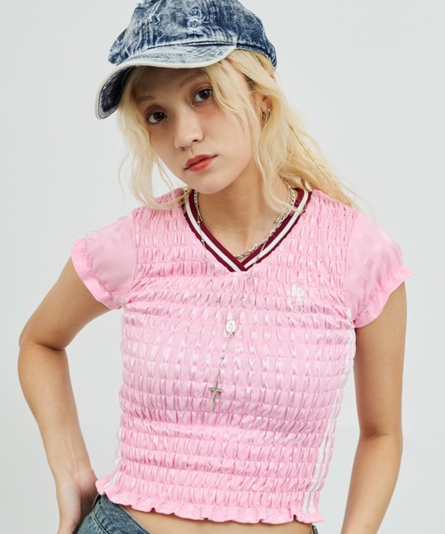 tシャツ atmos pink Shirring Mini Game Shirt / アトモス ピンク シャーリング ミニ ゲーム シャツ レディース atmos pink Shirring Mini Game Shirt / アトモス ピンク