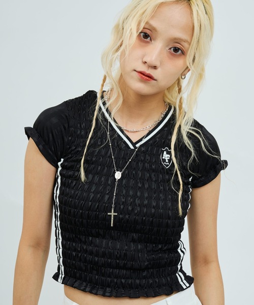 tシャツ atmos pink Shirring Mini Game Shirt / アトモス ピンク シャーリング ミニ ゲーム シャツ レディース atmos pink Shirring Mini Game Shirt / アトモス ピンク
