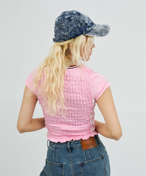 atmos pink（アトモスピンク）の「atmos pink Shirring Mini Game Shirt / アトモス ピンク シャーリング ミニ ゲーム シャツ（Tシャツ/カットソー・レディース・ネイビー/ピンク/ブラック・FREE）」の20枚目の写真