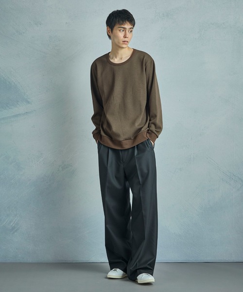 MEN'S BIGI(メンズビギ)の「ライトダンボールスウェットロングTシャツ(Tシャツ/カットソー・メンズ・ブラウン/チャコールグレー・02/01/03)」の5枚目の写真
