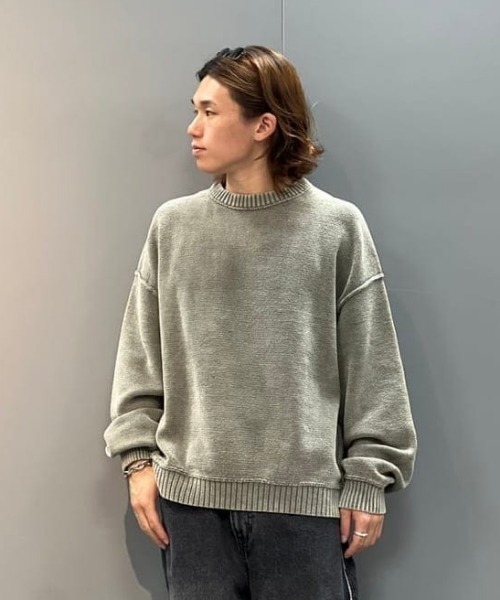 FEBELI ベージュ クルーネックニット セール】7ゲージ フェード クルーネック ニット（ニット/セーター