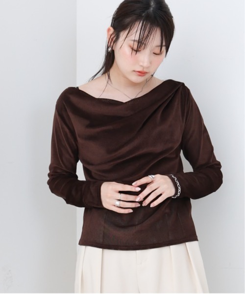 Bab(バブ)の「シアーベロアドレーププルオーバー(Tシャツ/カットソー・レディース・ブラック/グレー/ブラウン/オフホワイト・M)」の4枚目の写真