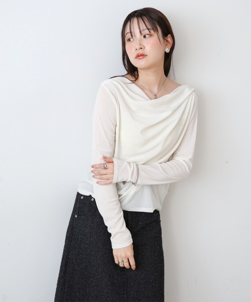 Bab(バブ)の「シアーベロアドレーププルオーバー(Tシャツ/カットソー・レディース・ブラック/グレー/ブラウン/オフホワイト・M)」の5枚目の写真