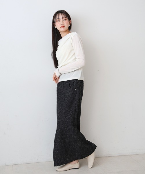 Bab(バブ)の「シアーベロアドレーププルオーバー(Tシャツ/カットソー・レディース・ブラック/グレー/ブラウン/オフホワイト・M)」の6枚目の写真