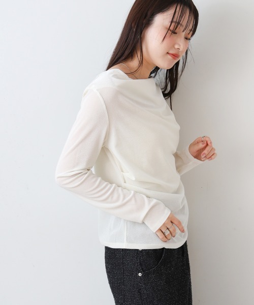 Bab(バブ)の「シアーベロアドレーププルオーバー(Tシャツ/カットソー・レディース・ブラック/グレー/ブラウン/オフホワイト・M)」の7枚目の写真