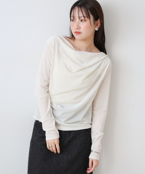 Bab(バブ)の「シアーベロアドレーププルオーバー(Tシャツ/カットソー・レディース・ブラック/グレー/ブラウン/オフホワイト・M)」の11枚目の写真