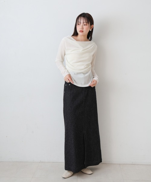 Bab(バブ)の「シアーベロアドレーププルオーバー(Tシャツ/カットソー・レディース・ブラック/グレー/ブラウン/オフホワイト・M)」の17枚目の写真