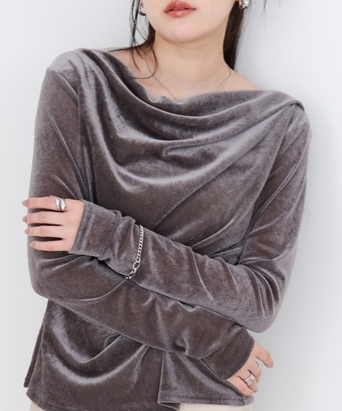 Bab(バブ)の「シアーベロアドレーププルオーバー(Tシャツ/カットソー・レディース・ブラック/グレー/ブラウン/オフホワイト・M)」の18枚目の写真