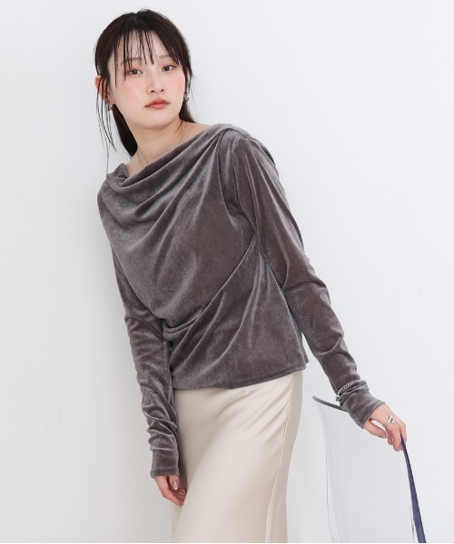 Bab(バブ)の「シアーベロアドレーププルオーバー(Tシャツ/カットソー・レディース・ブラック/グレー/ブラウン/オフホワイト・M)」の19枚目の写真
