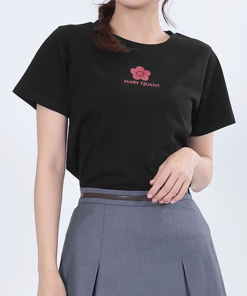 MARY QUANT ピンクグリッター ロゴ Tシャツ (ブラック) マリークワント MARY QUANT ピンクグリッターロゴ Tシャツ