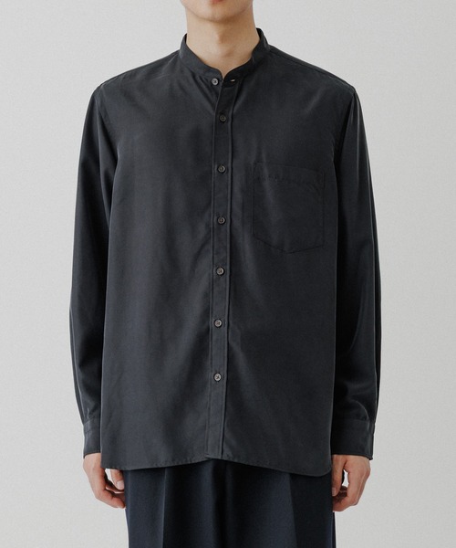 セール】スエードタッチ レーヨン バンドカラーシャツ（シャツ