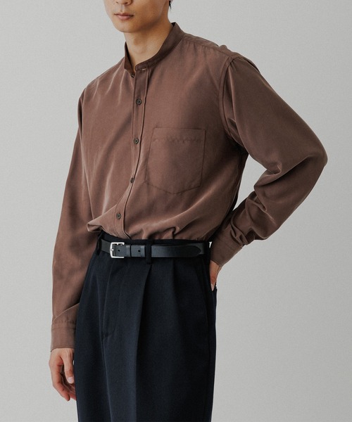 ADAM ET ROPE'(アダムエロペ)の「スエードタッチ レーヨン バンドカラーシャツ(シャツ/ブラウス・メンズ・ブラック/ダークブラウン/グリーン系その他2/キナリ・L/M)」の12枚目の写真