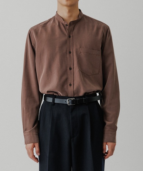 スエードタッチ レーヨン バンドカラーシャツ（シャツ/ブラウス