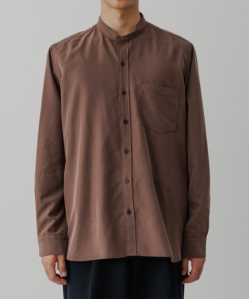 スエードタッチ レーヨン バンドカラーシャツ（シャツ/ブラウス