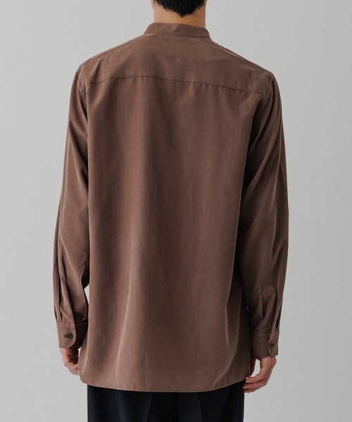 ADAM ET ROPE'(アダムエロペ)の「スエードタッチ レーヨン バンドカラーシャツ(シャツ/ブラウス・メンズ・ブラック/ダークブラウン/グリーン系その他2/キナリ・L/M)」の16枚目の写真