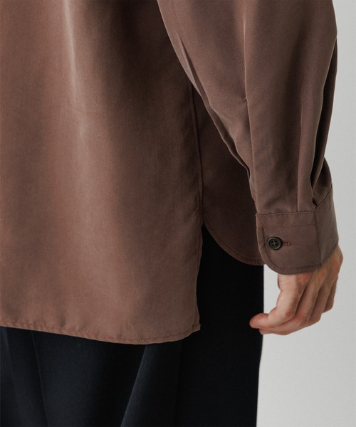 ADAM ET ROPE'(アダムエロペ)の「スエードタッチ レーヨン バンドカラーシャツ(シャツ/ブラウス・メンズ・ブラック/ダークブラウン/グリーン系その他2/キナリ・L/M)」の20枚目の写真