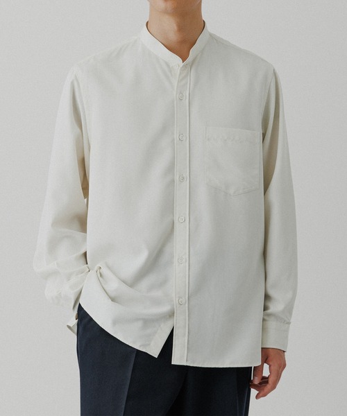 ADAM ET ROPE'(アダムエロペ)の「スエードタッチ レーヨン バンドカラーシャツ(シャツ/ブラウス・メンズ・ブラック/ダークブラウン/グリーン系その他2/キナリ・L/M)」の22枚目の写真