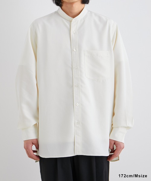 セール】スエードタッチ レーヨン バンドカラーシャツ（シャツ