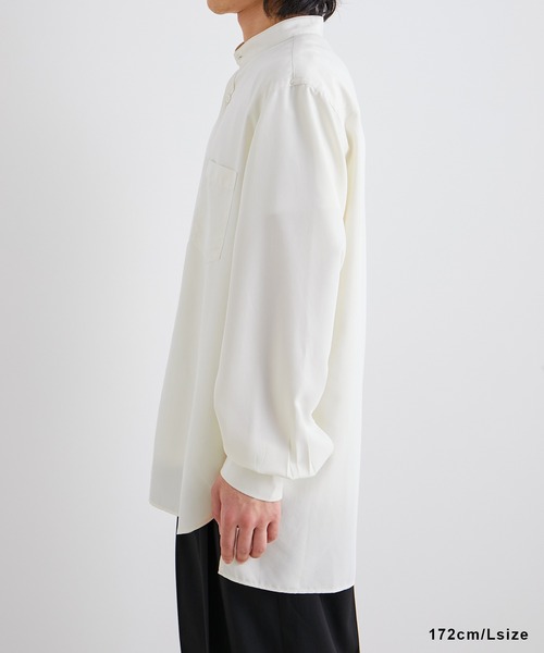 スエードタッチ レーヨン バンドカラーシャツ（シャツ/ブラウス