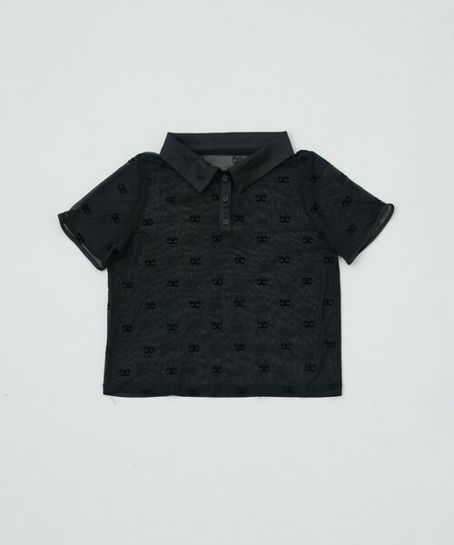 tシャツ 「mline」プリント チュールポロT レディース mline]プリント チュールポロT（Tシャツ/カットソー）｜mline