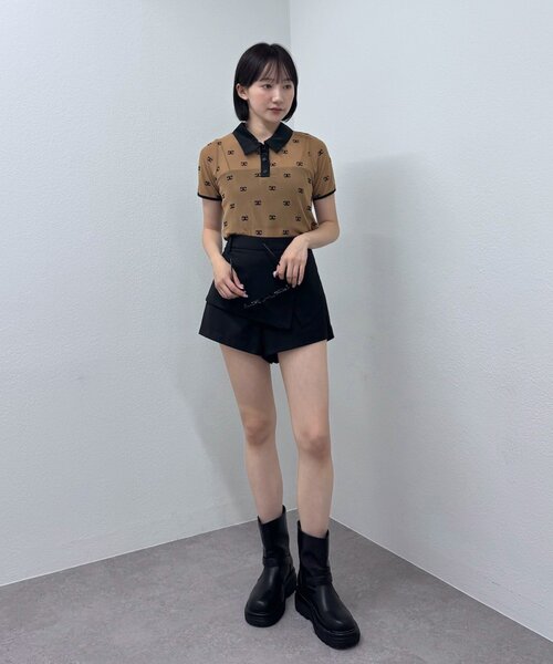 mline（エムライン）の「[mline]プリント チュールポロT（Tシャツ/カットソー・レディース・ブラック/ブラウン・FREE）」の12枚目の写真