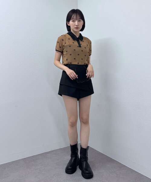 mline（エムライン）の「[mline]プリント チュールポロT（Tシャツ/カットソー・レディース・ブラック/ブラウン・FREE）」の13枚目の写真