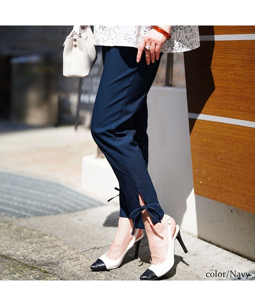 GOLDJAPAN（ゴールドジャパン）の「裾スリットリボンストレッチスキニーパンツ【大きいサイズ対応】（その他パンツ・レディース・ブラック/カーキ/ホワイト/ネイビー/モカ・LL/3L/4L/5L/6L）」の16枚目の写真