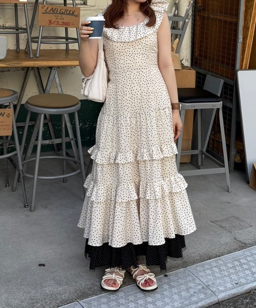 dot × dot many frill onepiece / フリルドットワンピース