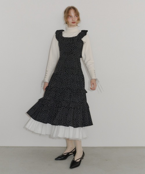 ワンピース ME dot × dot many frill onepiece / フリルドットワンピース