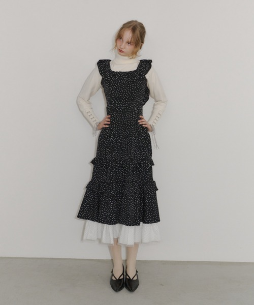 idem（イデム）の「dot × dot many frill onepiece / フリルドットワンピース（ワンピース・レディース・アイボリー/ブラック・FREE）」の16枚目の写真