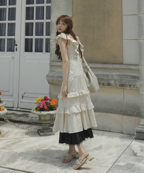 ワンピース ME dot × dot many frill onepiece / フリルドットワンピース