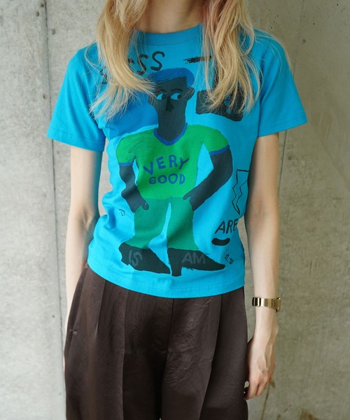 THINGS THAT MATTER(シングス ザット マター)の「TUA PEN NOT × MINI T-SHIRT / トゥアペンノットミニTシャツ(Tシャツ/カットソー・レディース・オートミール/パープル/ブルー・FREE)」の2枚目の写真