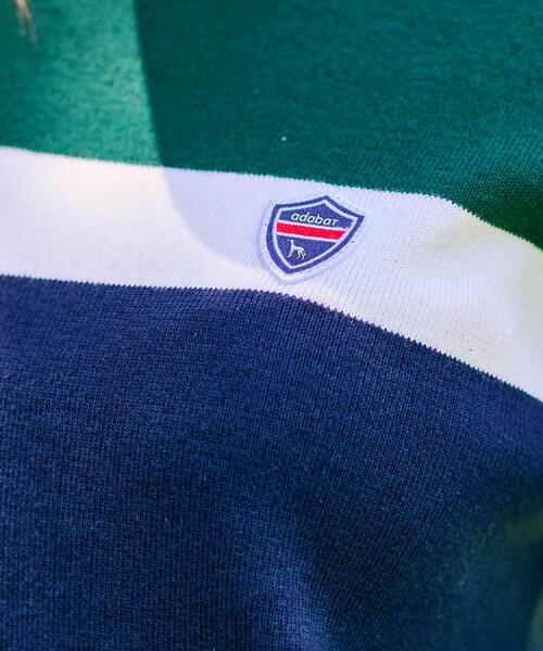 adabat(アダバット)の「【ADABAT NAVY】トリコロールスプリットカラーニット(ニット/セーター・レディース・グリーン/レッド系1・38/42/40)」の7枚目の写真