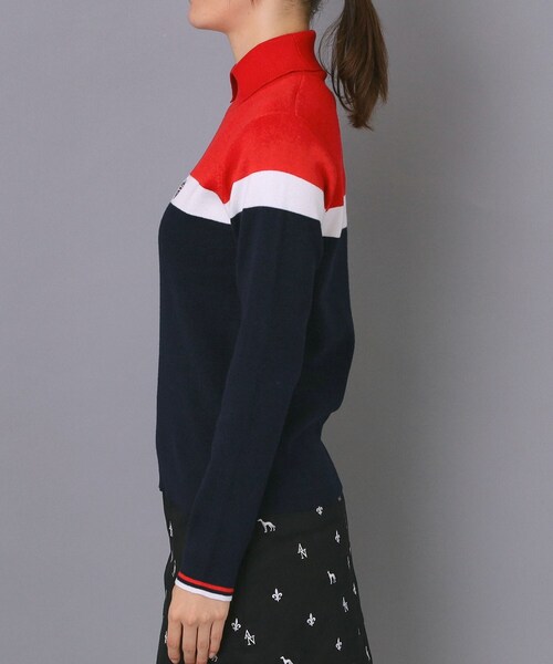 adabat(アダバット)の「【ADABAT NAVY】トリコロールスプリットカラーニット(ニット/セーター・レディース・グリーン/レッド系1・38/42/40)」の19枚目の写真