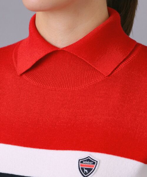 adabat(アダバット)の「【ADABAT NAVY】トリコロールスプリットカラーニット(ニット/セーター・レディース・グリーン/レッド系1・38/42/40)」の21枚目の写真