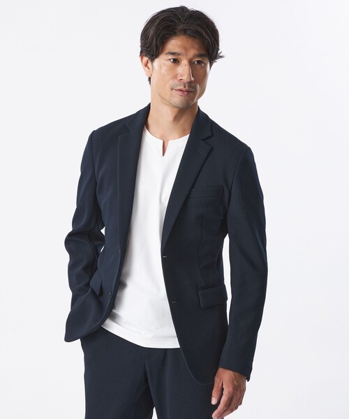 EPOCA UOMO（エポカウォモ）の「【セットアップ対応】ウェーブ千鳥ジャケット（テーラードジャケット・メンズ・ダークネイビー/グレー系その他2・48/46）」の2枚目の写真