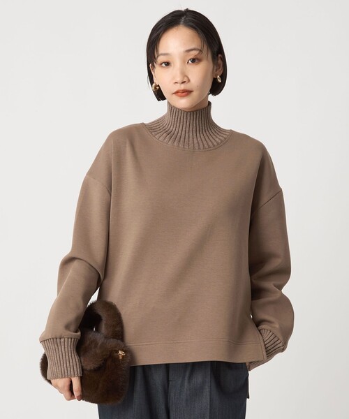 green label relaxing(グリーンレーベルリラクシング)の「ダンボール リブ タートル プルオーバー(Tシャツ/カットソー・レディース・ナチュラル/ライトピンク/ブラック/モカ/ダークグレー・FREE)」の3枚目の写真