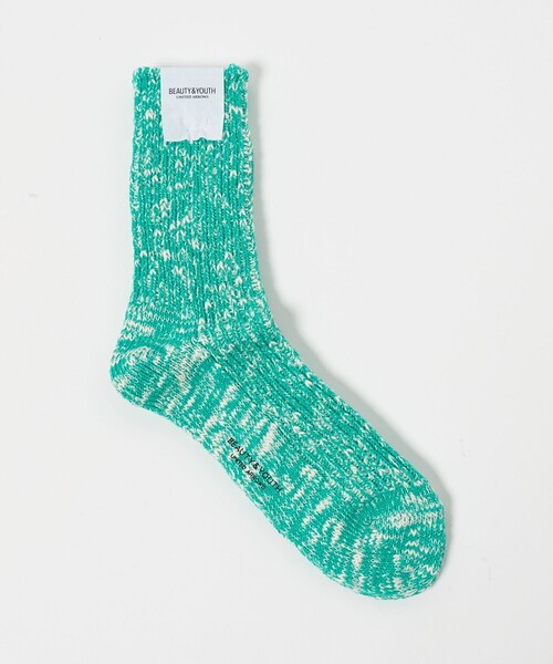 BEAUTY&YOUTH UNITED ARROWS（ビューティーアンドユースユナイテッドアローズ）の「ビッグ スラブ  レギュラー ソックス（ソックス/靴下・メンズ・ライトピンク/ケリーグリーン/ブラック・FREE）」の2枚目の写真