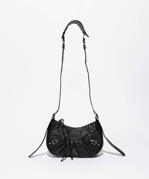 Chick（チック）の「Metal  studs Gather Shoulder Bag / メタルスタッズギャザーショルダーバッグ（ショルダーバッグ・レディース・ホワイト/ブラック・FREE）」の5枚目の写真