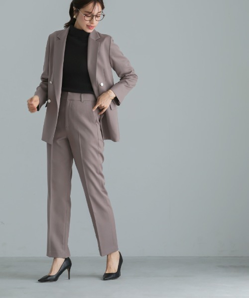 WHITE JOOLA（ホワイトジョーラ）の「【洗える・ストレッチ】ウォッシャブルツイルストレッチ・フルレングスストレートパンツ（テーラードジャケット・レディース・ネイビー/チャコールグレー/モカ・S/M/L）」の7枚目の写真