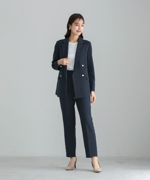 WHITE JOOLA（ホワイトジョーラ）の「【洗える・ストレッチ】ウォッシャブルツイルストレッチ・フルレングスストレートパンツ（テーラードジャケット・レディース・ネイビー/チャコールグレー/モカ・S/M/L）」の16枚目の写真