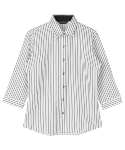 TOKYO SHIRTS(トウキョウシャツ)の「【透け防止】 形態安定ノーアイロン レギュラー 7分袖ビジネスワイシャツ(ビジネスシャツ・レディース・ブラック・XL/L/LL/M/S)」の1枚目の写真