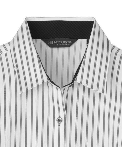 TOKYO SHIRTS(トウキョウシャツ)の「【透け防止】 形態安定ノーアイロン レギュラー 7分袖ビジネスワイシャツ(ビジネスシャツ・レディース・ブラック・XL/L/LL/M/S)」の3枚目の写真