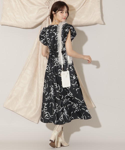 WILLSELECTION(ウィルセレクション)の「リボンプリントバブルスリーブフレアワンピース(ワンピース・レディース・ピンク/ブラック/オフホワイト・FREE)」の13枚目の写真
