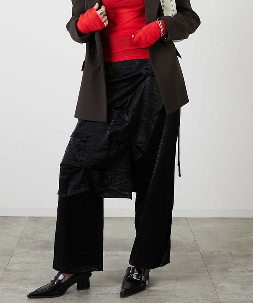 led.tokyo(レッドトウキョウ)の「【led.tokyo】LEYERED SLACKS/レイヤードスラックス(スラックス・レディース・ブラック/グレー/ブラウン・1/2)」の2枚目の写真