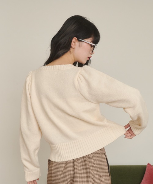 REMOON（リムーン）の「刺繍ニットカーディガン（カーディガン/ボレロ・レディース・グレー/アイボリー・FREE）」の10枚目の写真