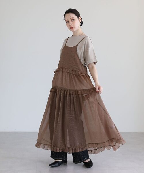 プティフルール柄　キャミソールティアード　ワンピース Petit fleur ワンピース ・Petit Fleur フリルティアードキャミ